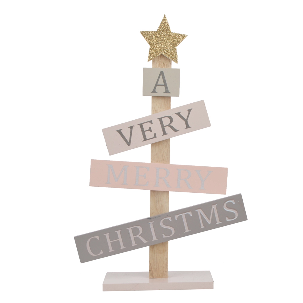 ODM wooden Christmas tree model writes the blessing language desktop decoration 1