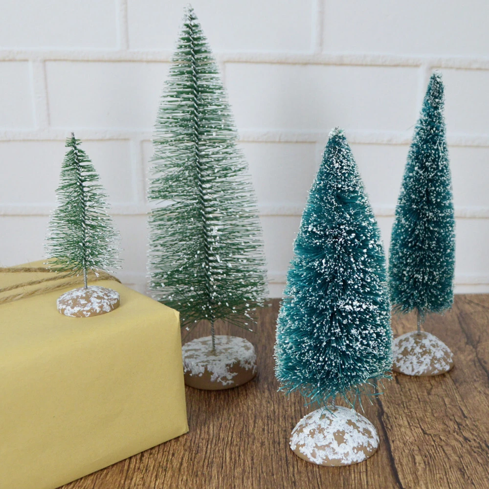 Mini-Weihnachtsbaum aus natürlichem PVC mit Holzsockel, Tischdekoration 1