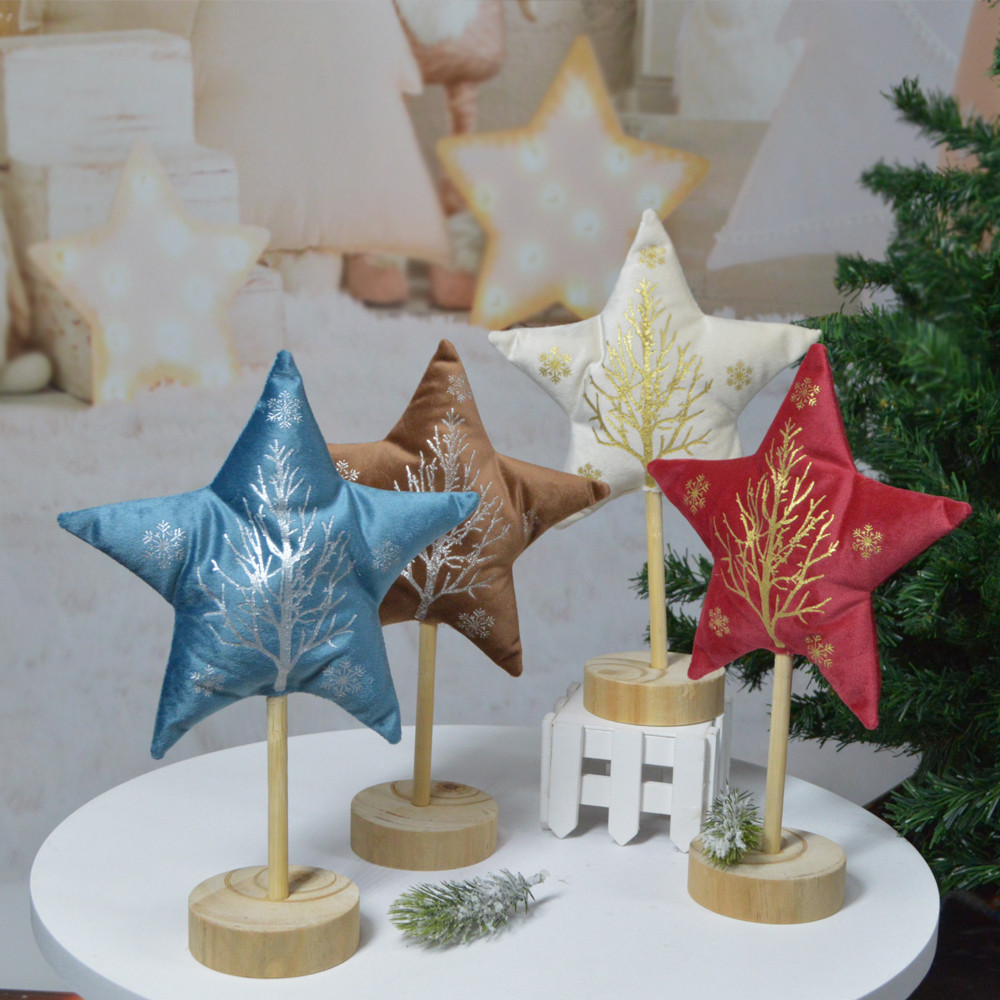 Adorno de terciopelo con forma de estrella para decoración de salas de fiestas navideñas. 6