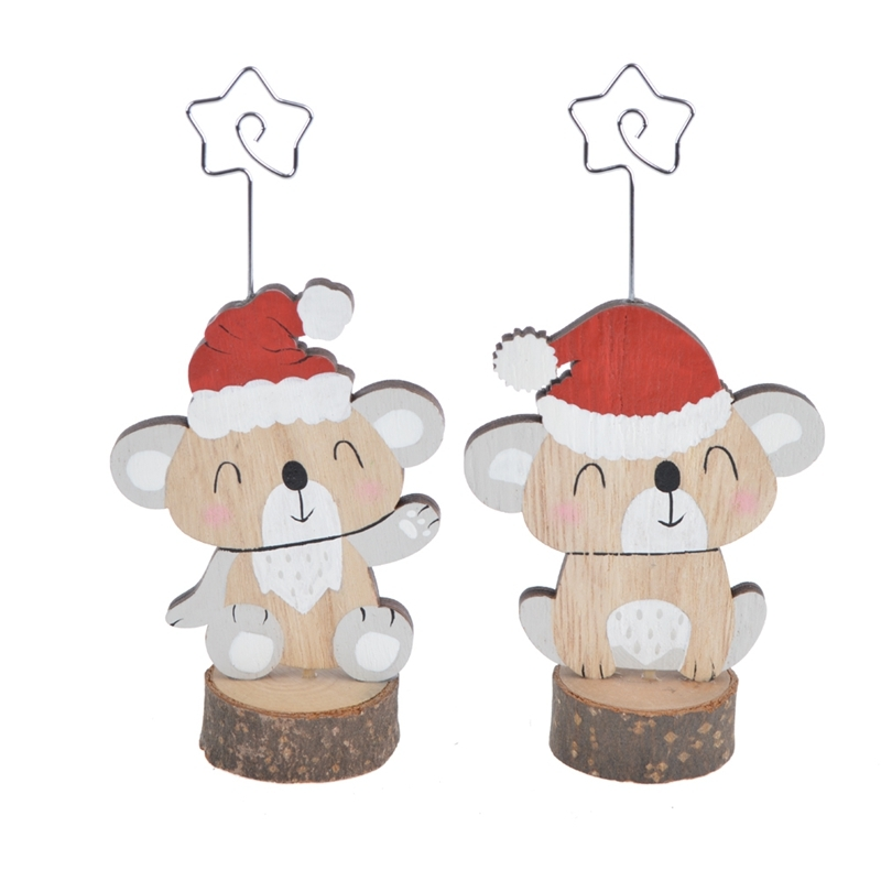 Wooden christmas bear design Place card photo holders table decoration 1