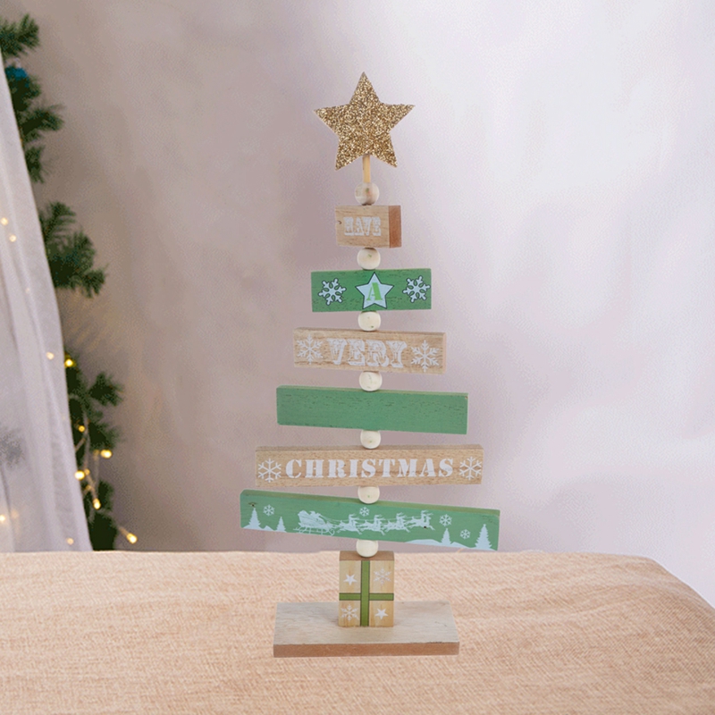 Words printing wooden christmas tree decoration 2