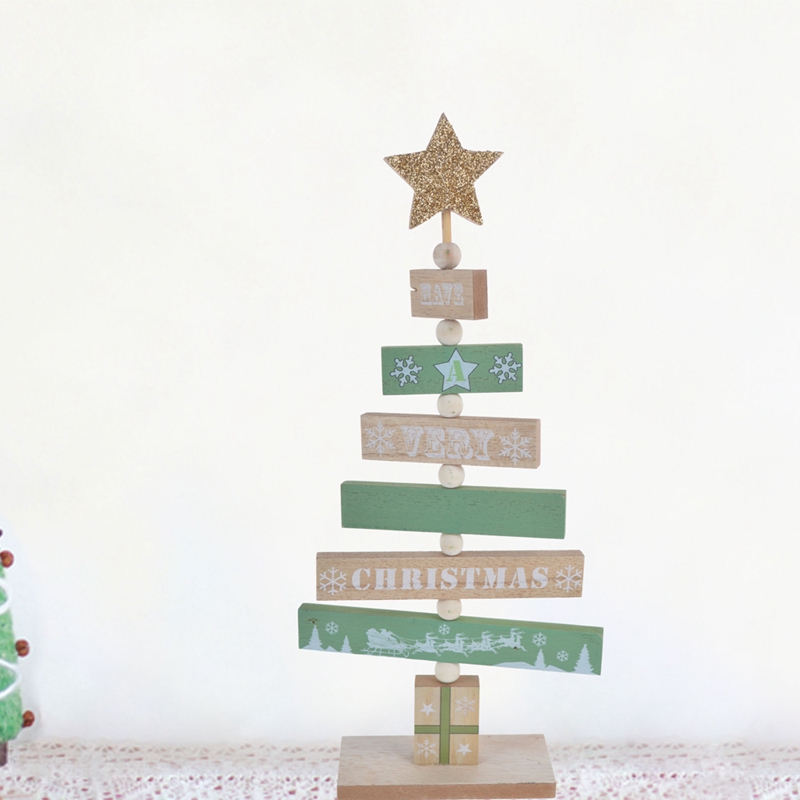 Words printing wooden christmas tree decoration 4