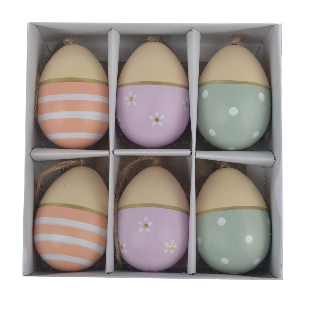 Huevos de Pascua colgantes, coloridos huevos de Pascua de madera, adornos colgantes 1