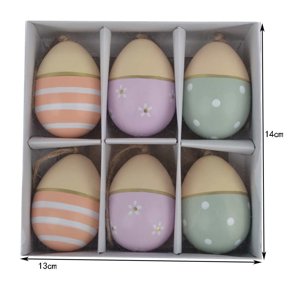 Huevos de Pascua colgantes, coloridos huevos de Pascua de madera, adornos colgantes 4