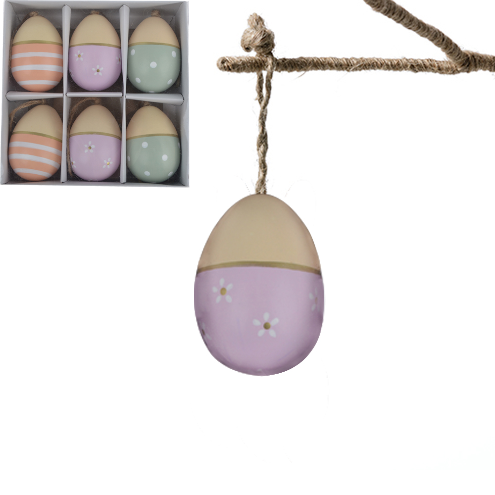 Huevos de Pascua colgantes, coloridos huevos de Pascua de madera, adornos colgantes 3
