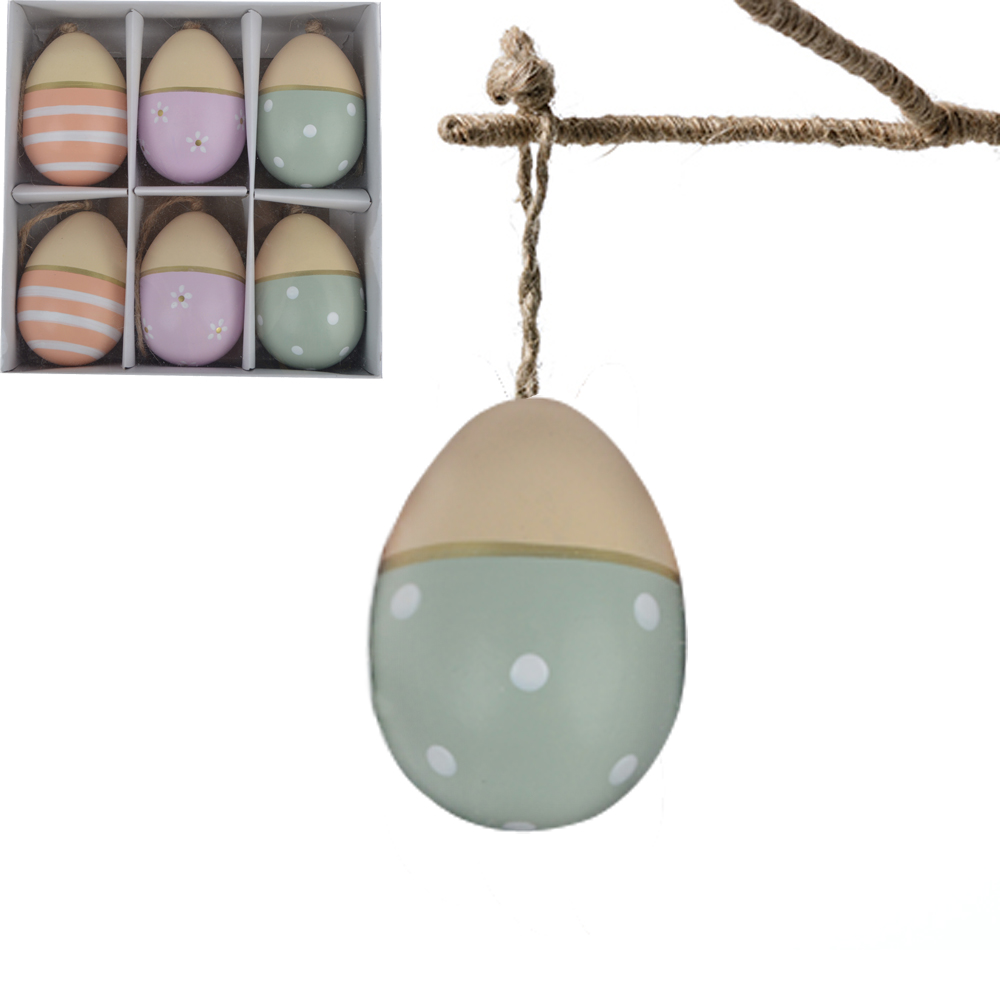 Huevos de Pascua colgantes, coloridos huevos de Pascua de madera, adornos colgantes 2