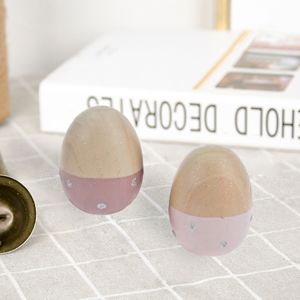 Wooden Eggs Flat Bottom Eggs for Easter Crafts and Display 5
