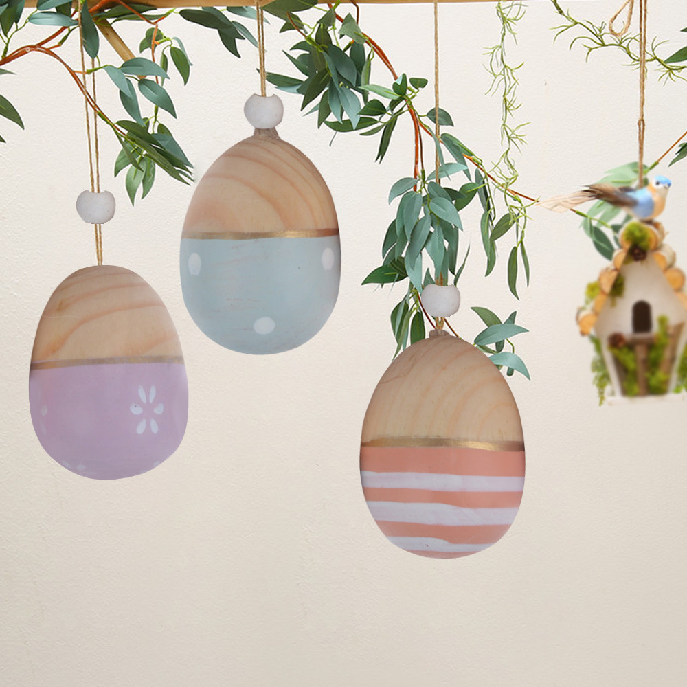 Huevos de Pascua de madera Percha de madera natural para huevos 4