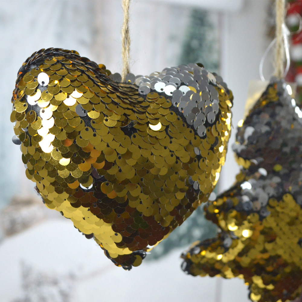 Christmas decor tree hanging decoration with paillette fabric 6