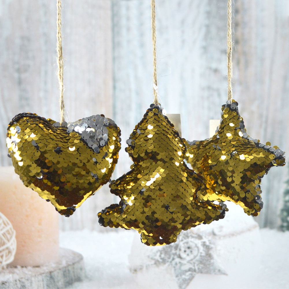 Christmas decor tree hanging decoration with paillette fabric 5