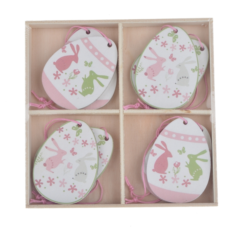 Customized design wooden color printing easter eggs 1