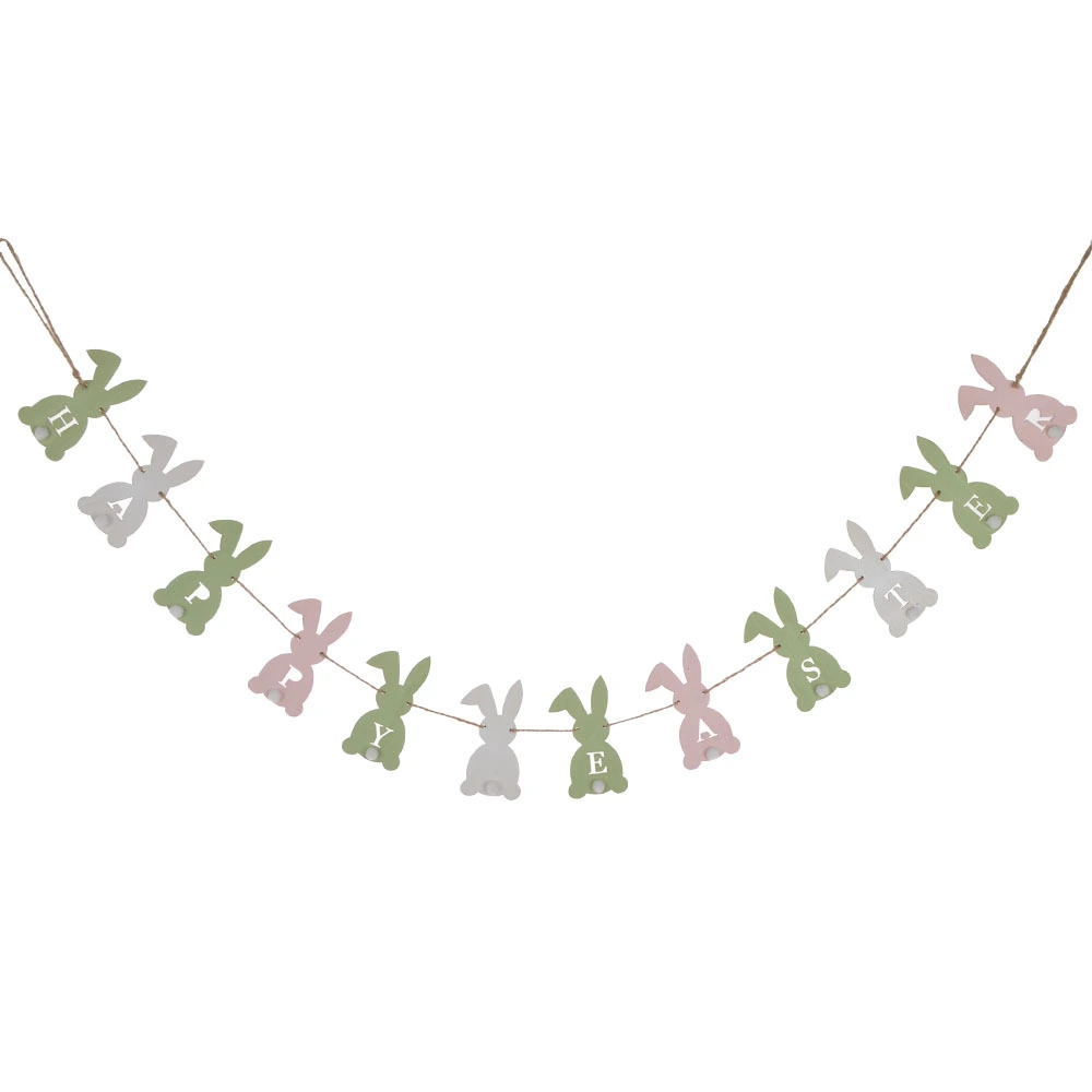 wooden hanging bunny bunting wooden banner rabbit garland 1
