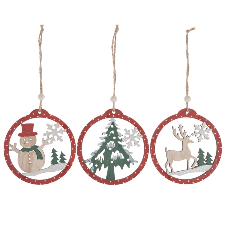 Christmas ornaments item wooden snowman hanging 1