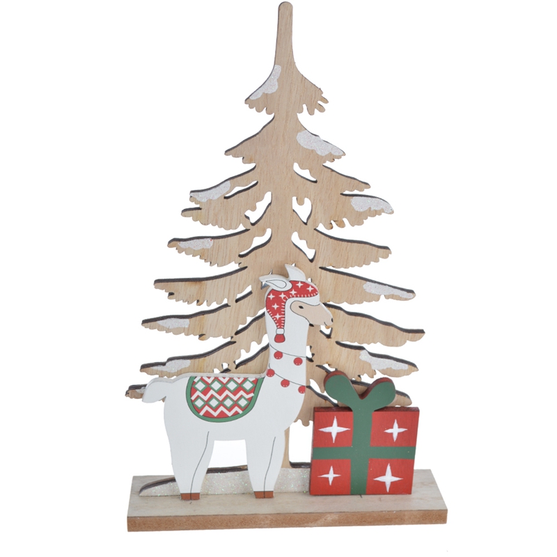 Adornos de mesa de madera con forma de reno navideño 1