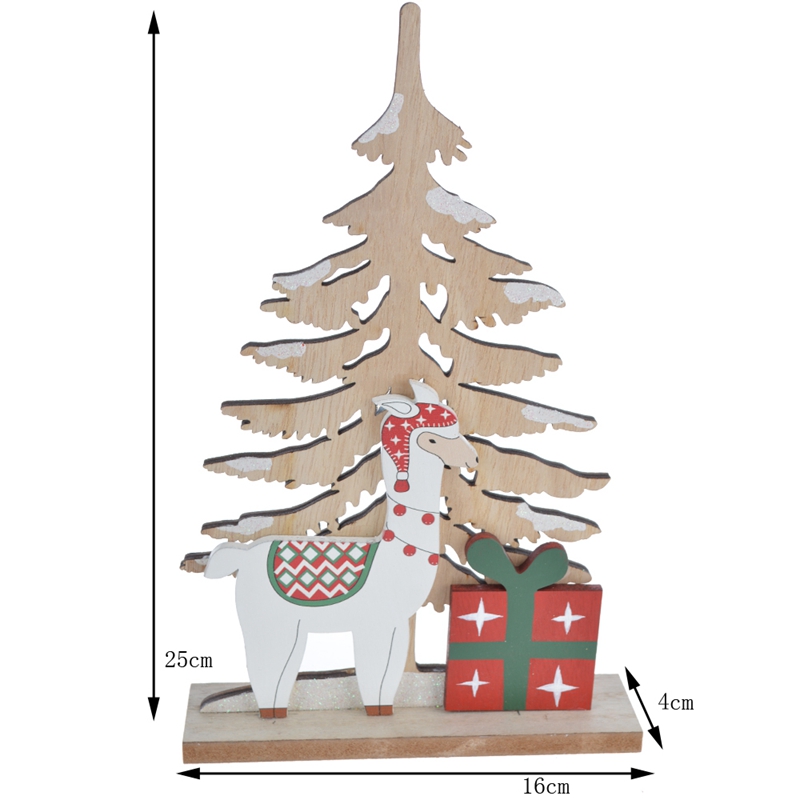 Adornos de mesa de madera con forma de reno navideño 6