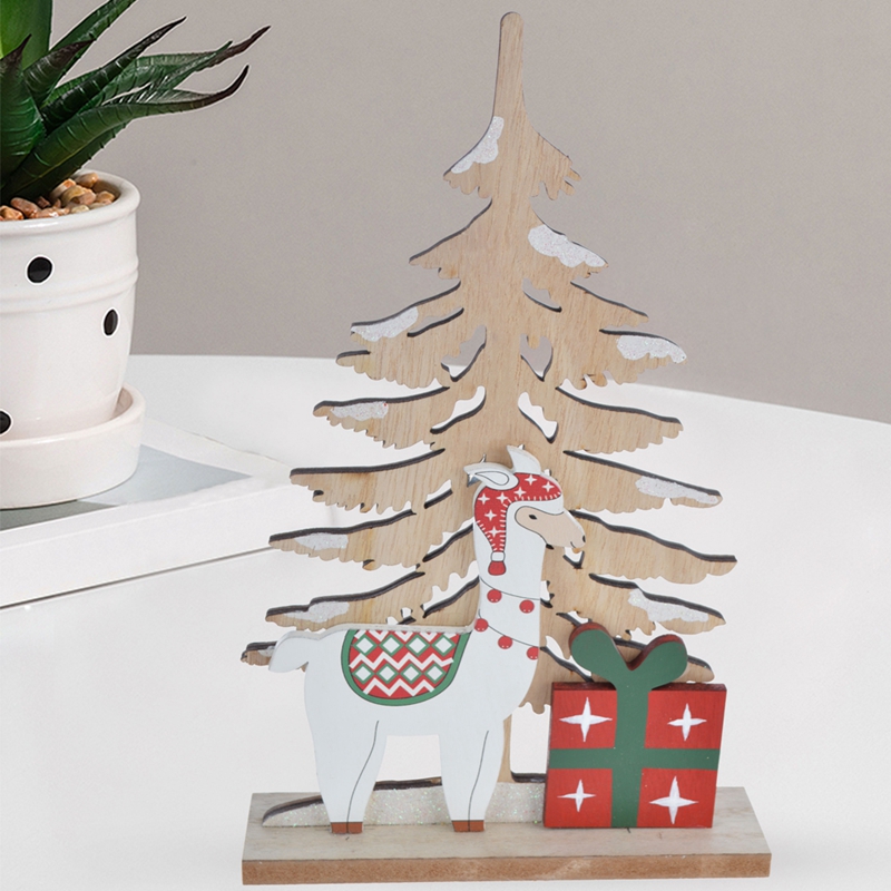 Adornos de mesa de madera con forma de reno navideño 2