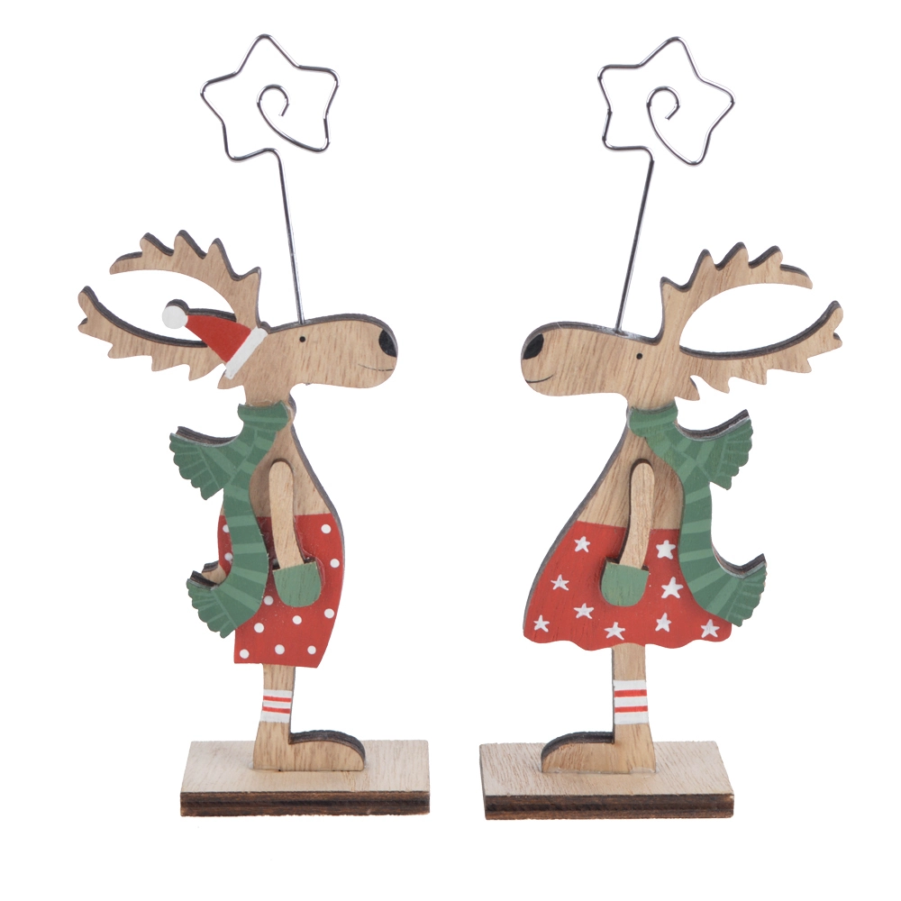 Christmas wooden deer ornament reindeer sculpture craft decoration 1