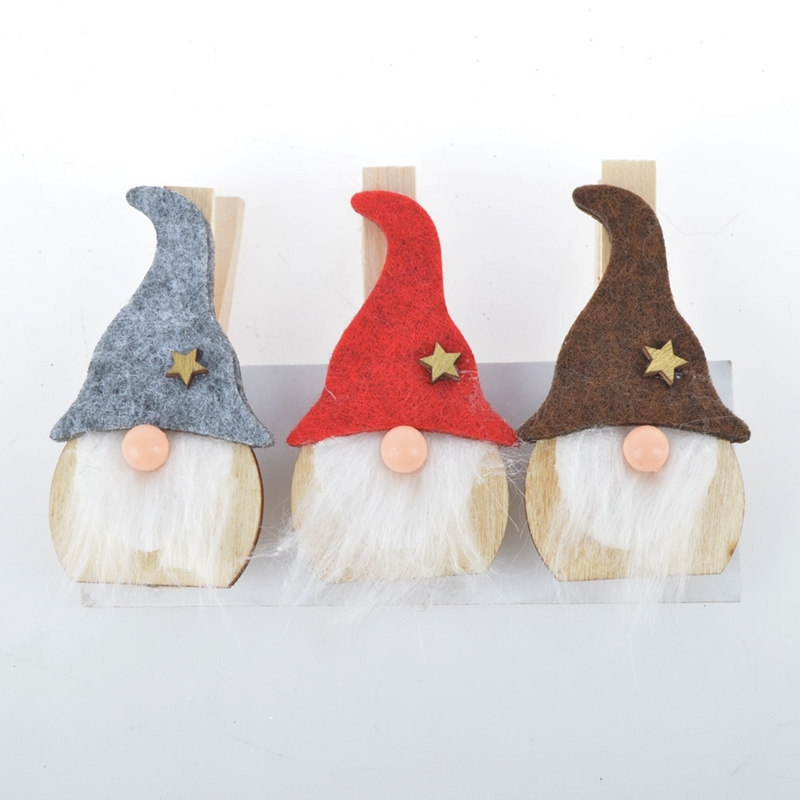 Wooden Santa gift decorative binder clips clothes pegs 1