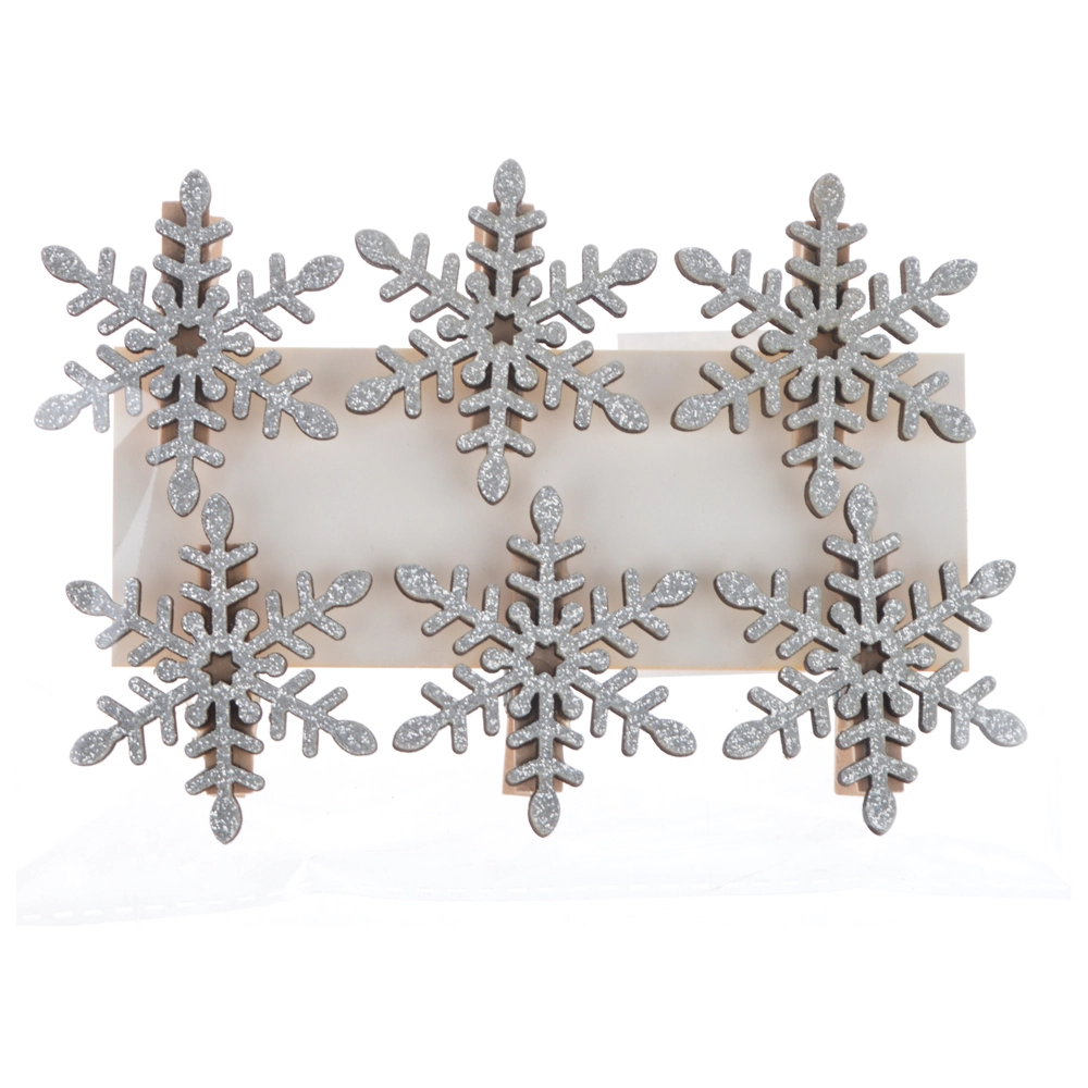 glitter snowflake design custom wooden paper clip shape crafts for photos fashion peg christmas ornament clips 1