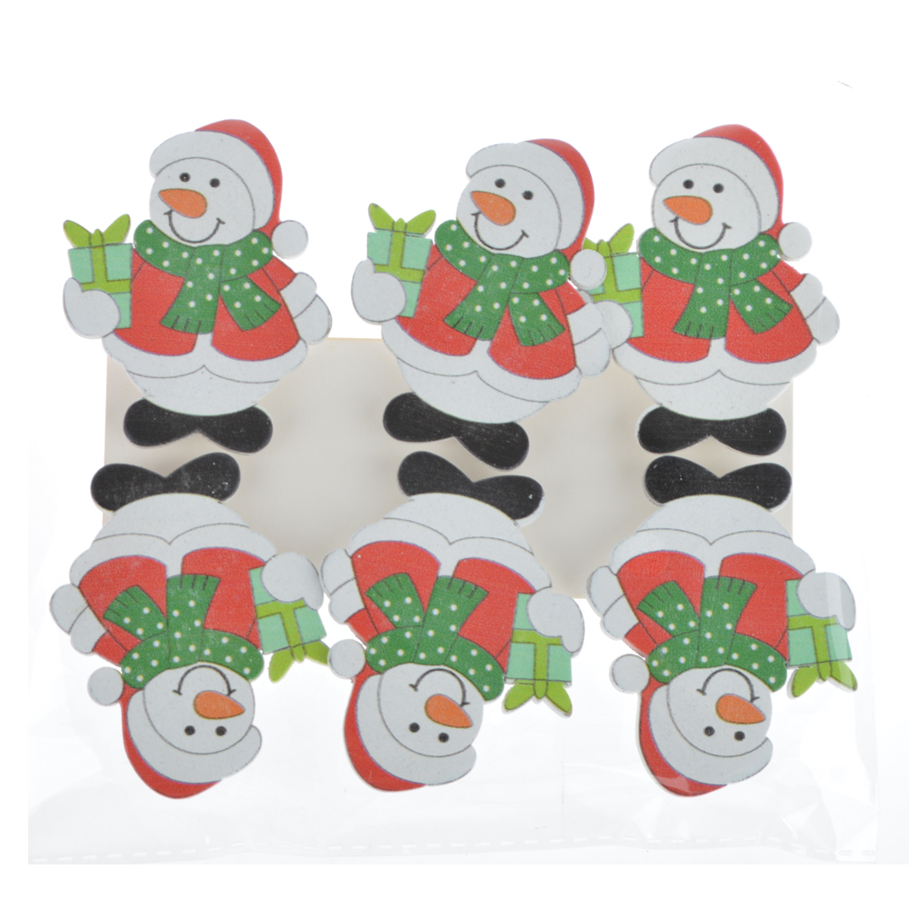 Schneemann-Design Weihnachtsschmuck Neuheit Dekoration Kalender Holz Clip 1