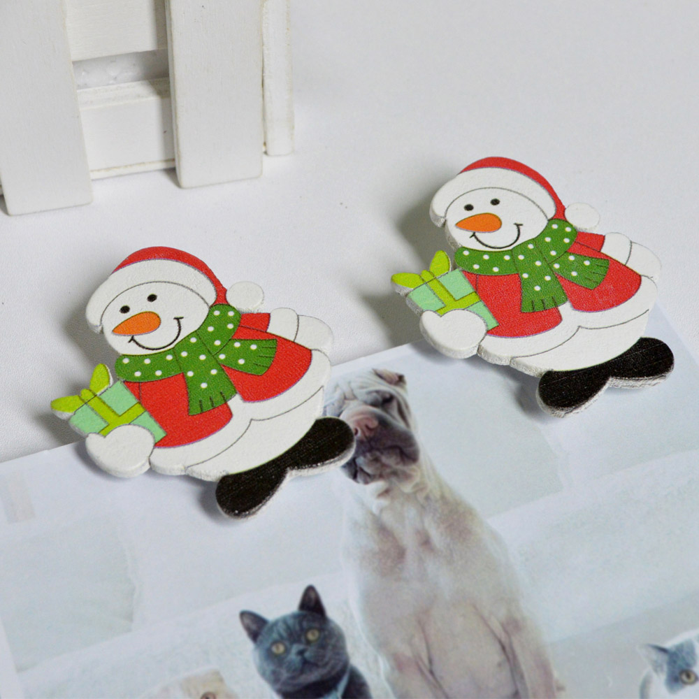 Schneemann-Design Weihnachtsschmuck Neuheit Dekoration Kalender Holz Clip 5