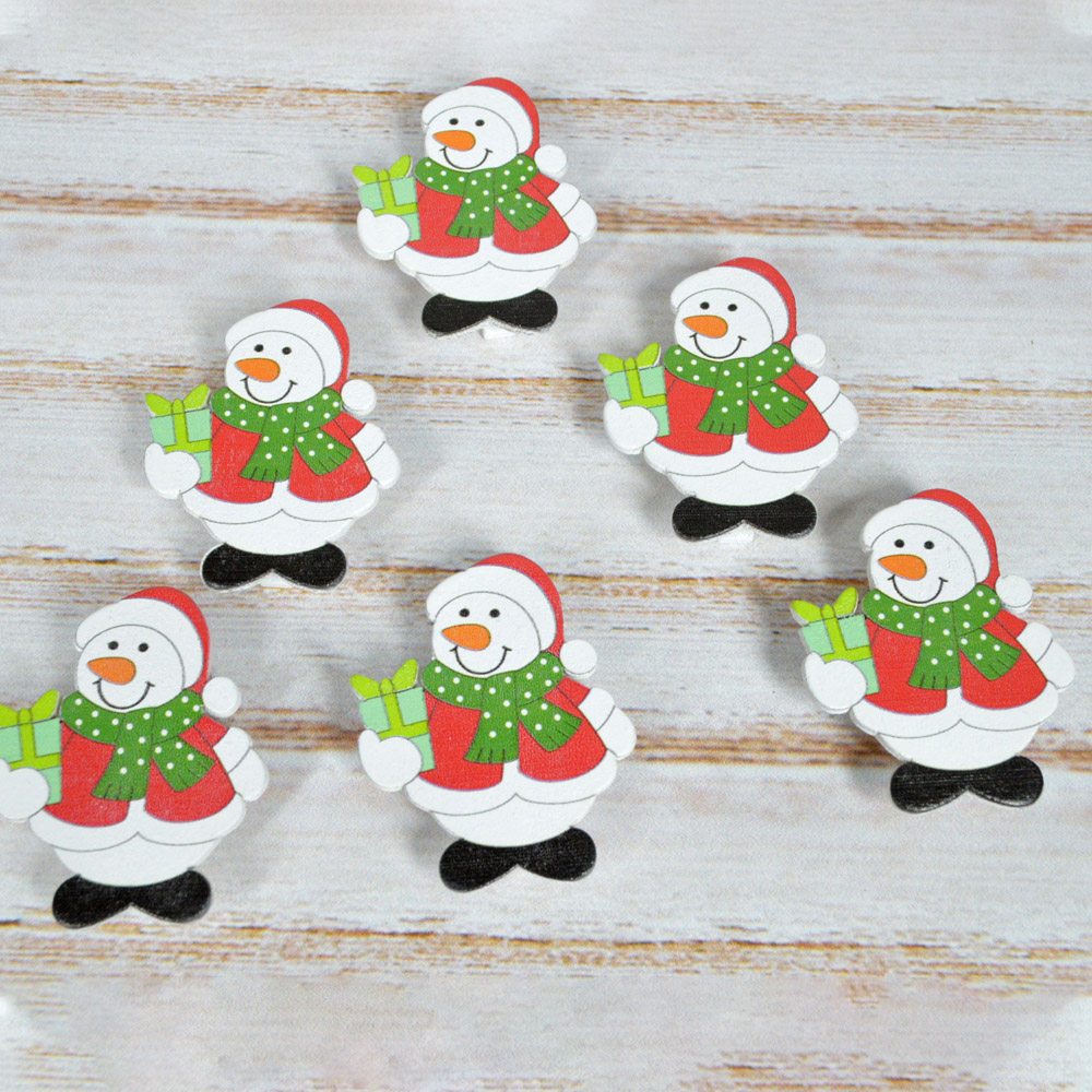 Schneemann-Design Weihnachtsschmuck Neuheit Dekoration Kalender Holz Clip 3
