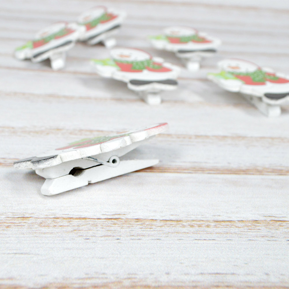 Schneemann-Design Weihnachtsschmuck Neuheit Dekoration Kalender Holz Clip 8