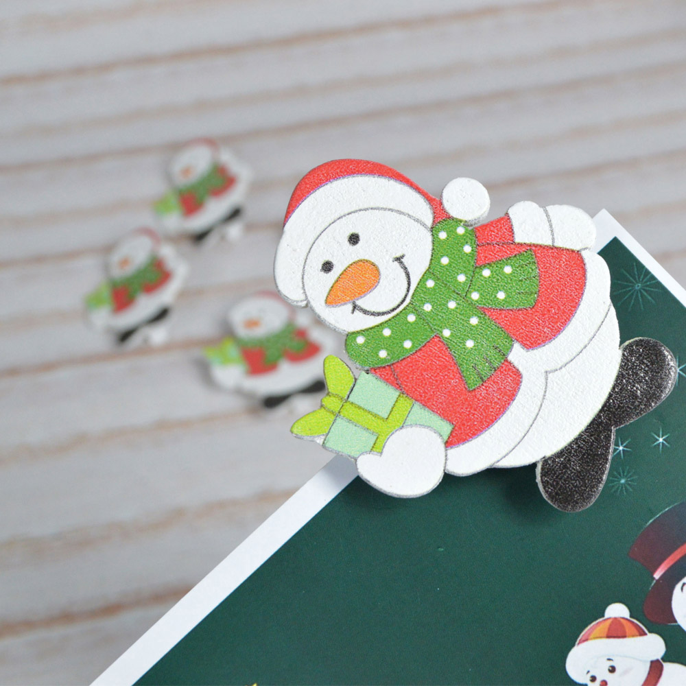 Schneemann-Design Weihnachtsschmuck Neuheit Dekoration Kalender Holz Clip 7
