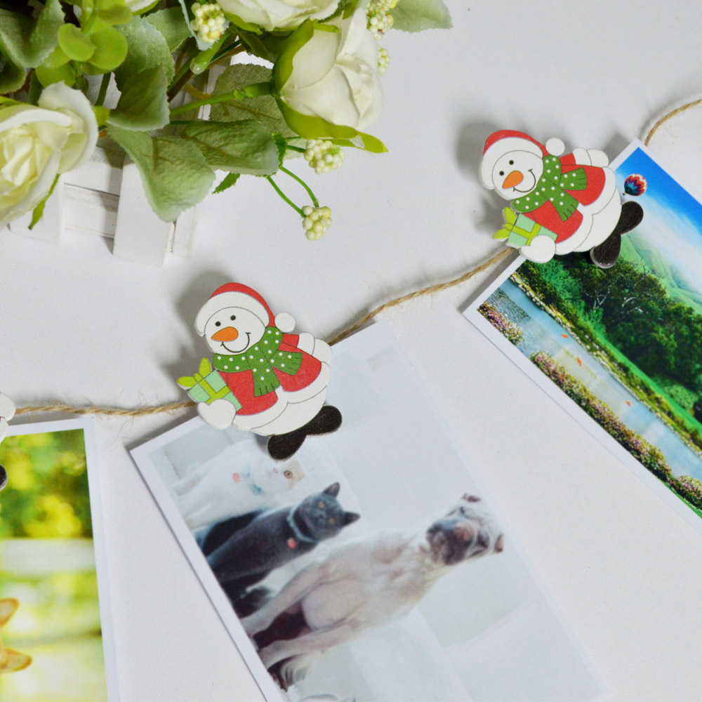 Schneemann-Design Weihnachtsschmuck Neuheit Dekoration Kalender Holz Clip 11