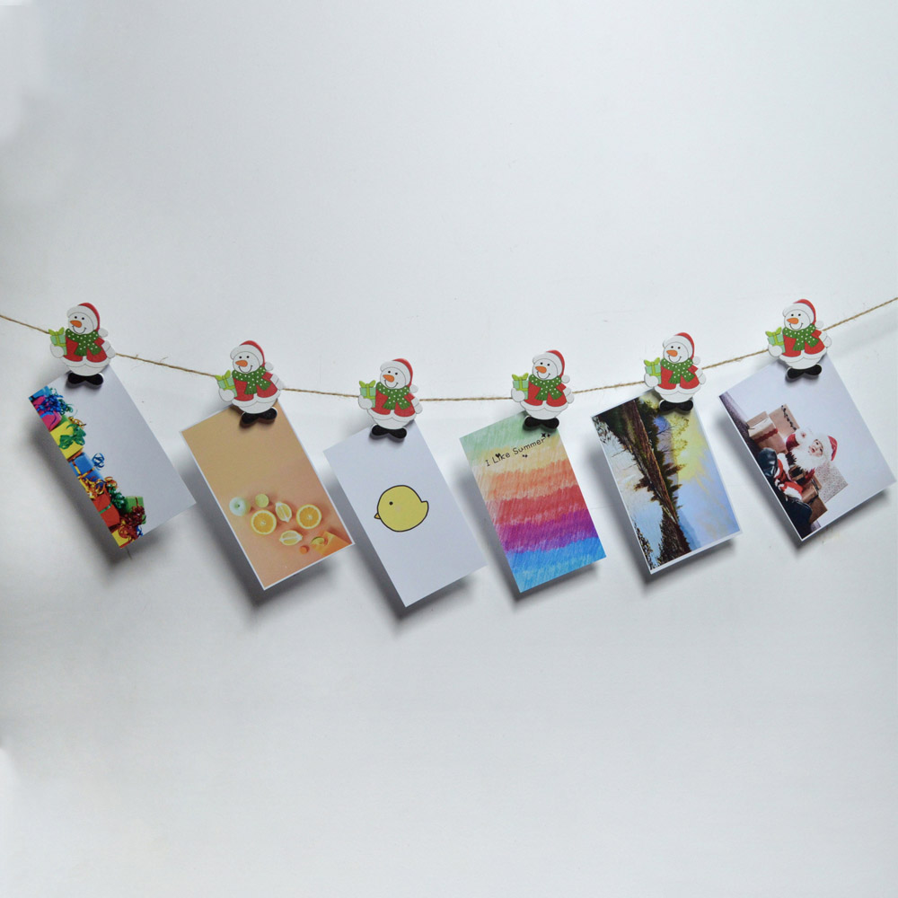 Schneemann-Design Weihnachtsschmuck Neuheit Dekoration Kalender Holz Clip 9