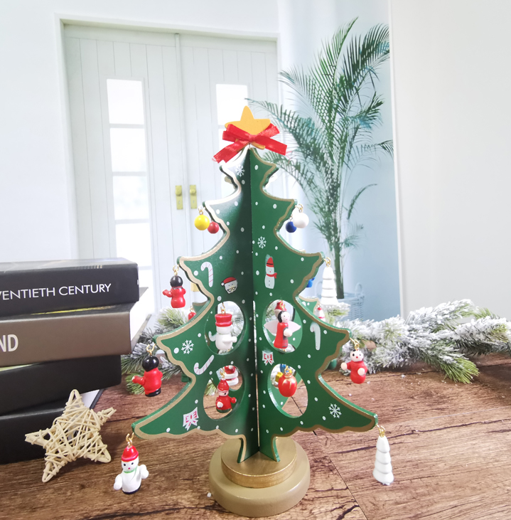 Christmas DIY Wooden Christmas Tree Ornament Gift for Children Home Table Decoration Party Supplies 1