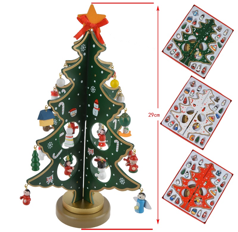 Christmas DIY Wooden Christmas Tree Ornament Gift for Children Home Table Decoration Party Supplies 2