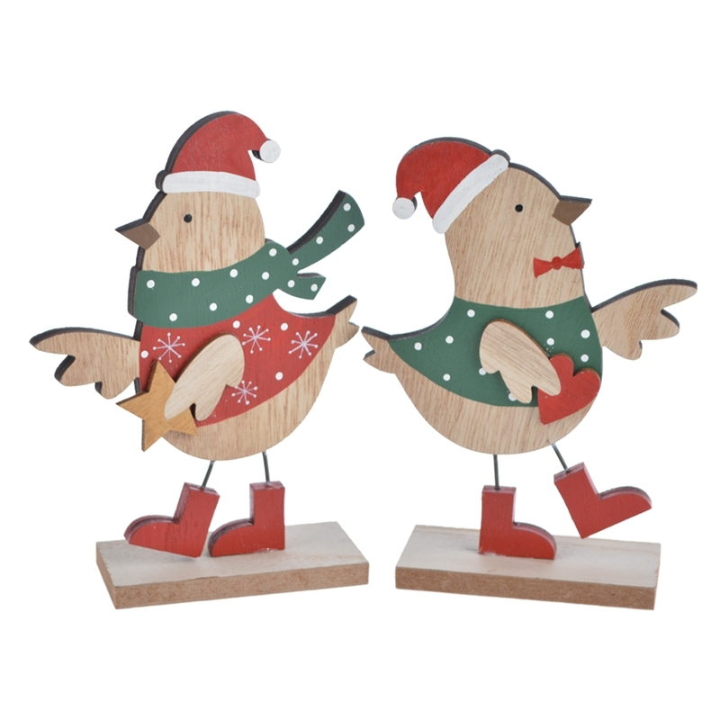 2020 New design wooden christmas bird table decoration xmas gifts 1