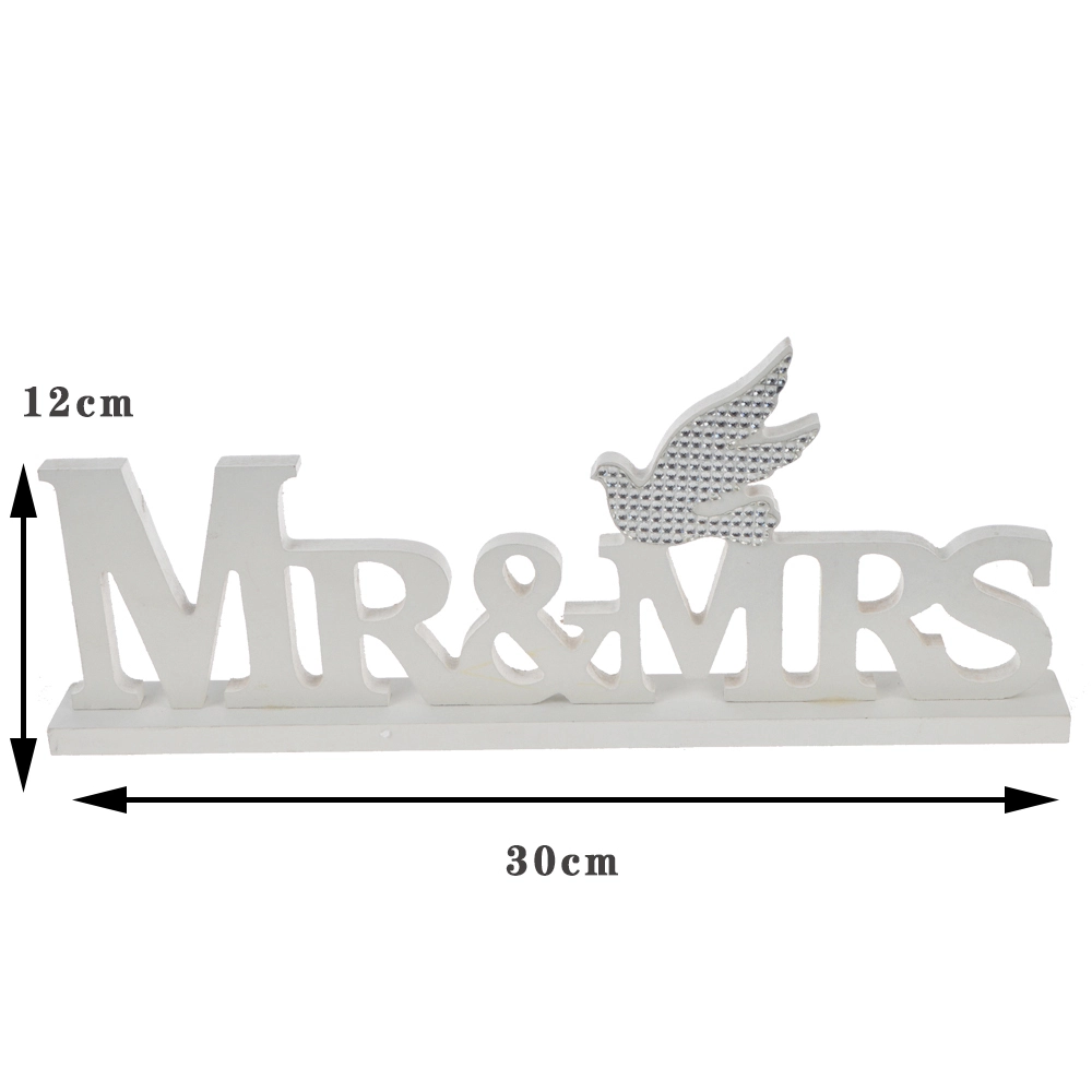 Letrero de madera con diseño de Sr. y Sra. para decoración de mesa de boda ahuecado 1