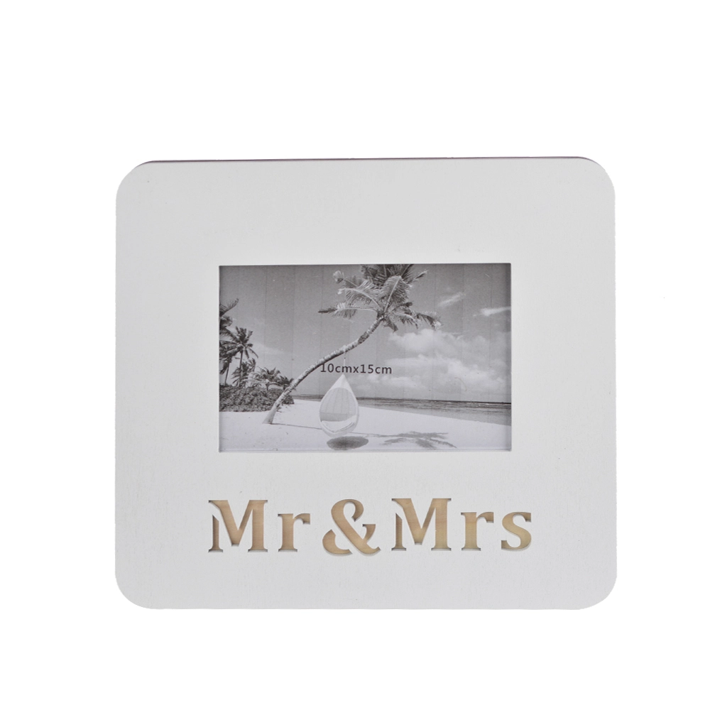 Personalized Solid white Wood Photo Frame Mr&Mrs sign Tabletop Photo Display 1