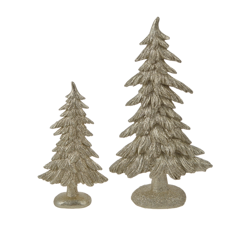 Tall Polyresin Tabletop Artificial Spruce Glitter Christmas Tree Decorative Figurine 1