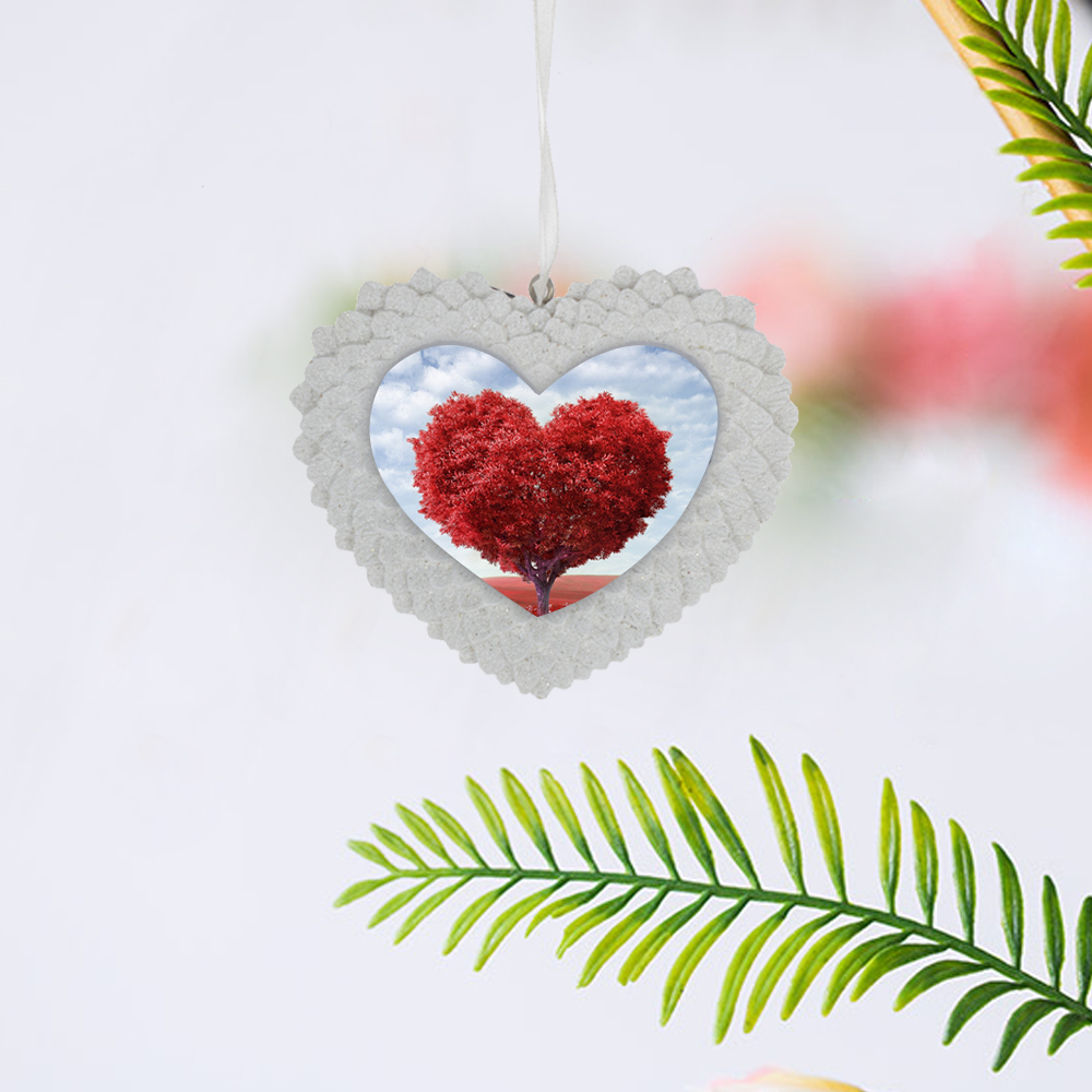 Marco de fotos de resina con forma de corazón para colgar en la pared, adorno para el hogar 4
