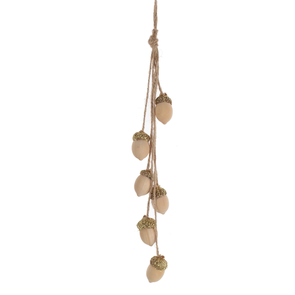 Christmas Tree Decoration set 6 mini wood Acorn Wooden People Elf Hanging 1