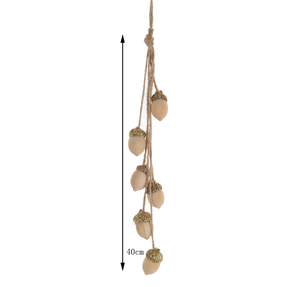 Juego de 6 mini bellotas de madera para decoración de árbol de Navidad, figuras de madera para elfos y colgantes. 2