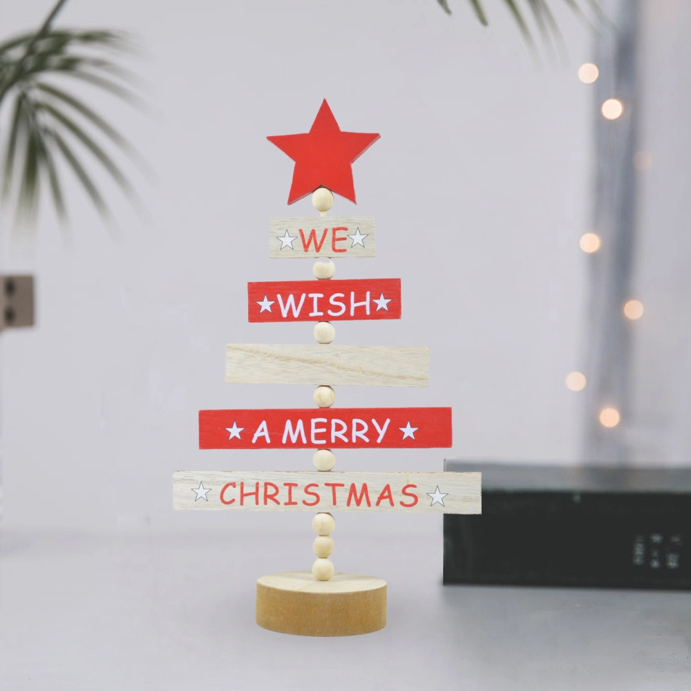 Decoración de escritorio con forma de estrella, rectangular, de color rojo natural, de madera de fábrica, para el hogar 1
