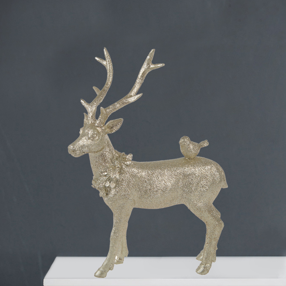 Fabrikneues Design Harzdekoration Silber Champagner Station Hirsch Tischdekoration Weihnachtshaus Dekorationen DIY 4