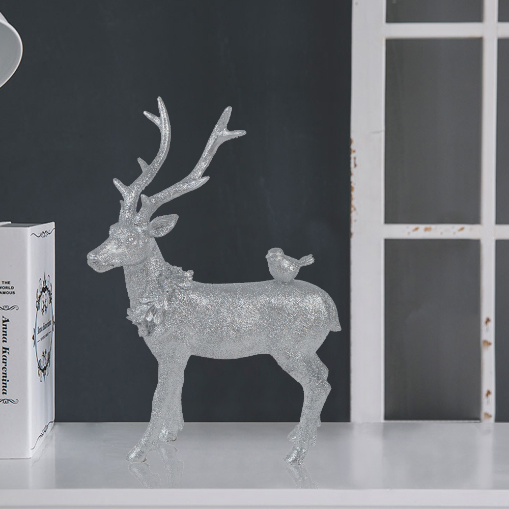 Fabrikneues Design Harzdekoration Silber Champagner Station Hirsch Tischdekoration Weihnachtshaus Dekorationen DIY 7