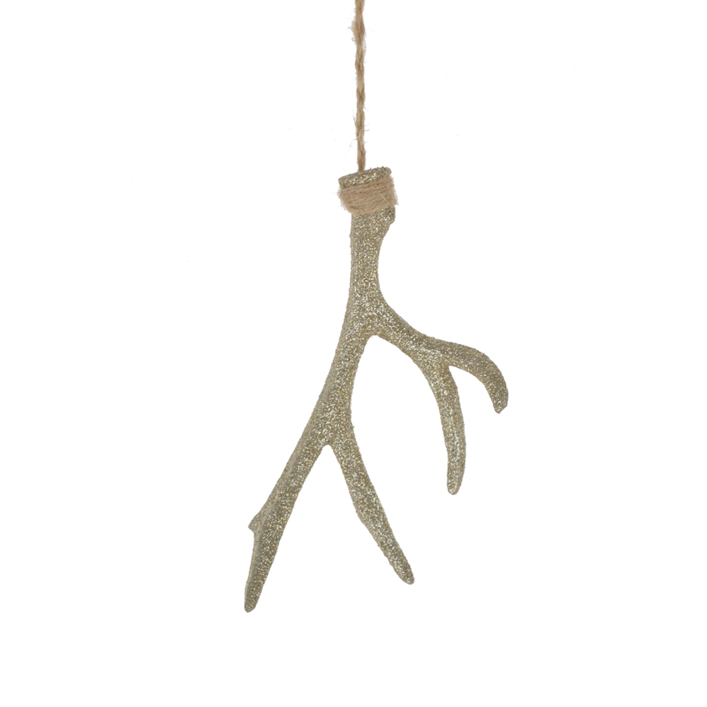Factory supplies white resin decoration champagne deer antler pendant wall hanging Christmas tree ornament 4