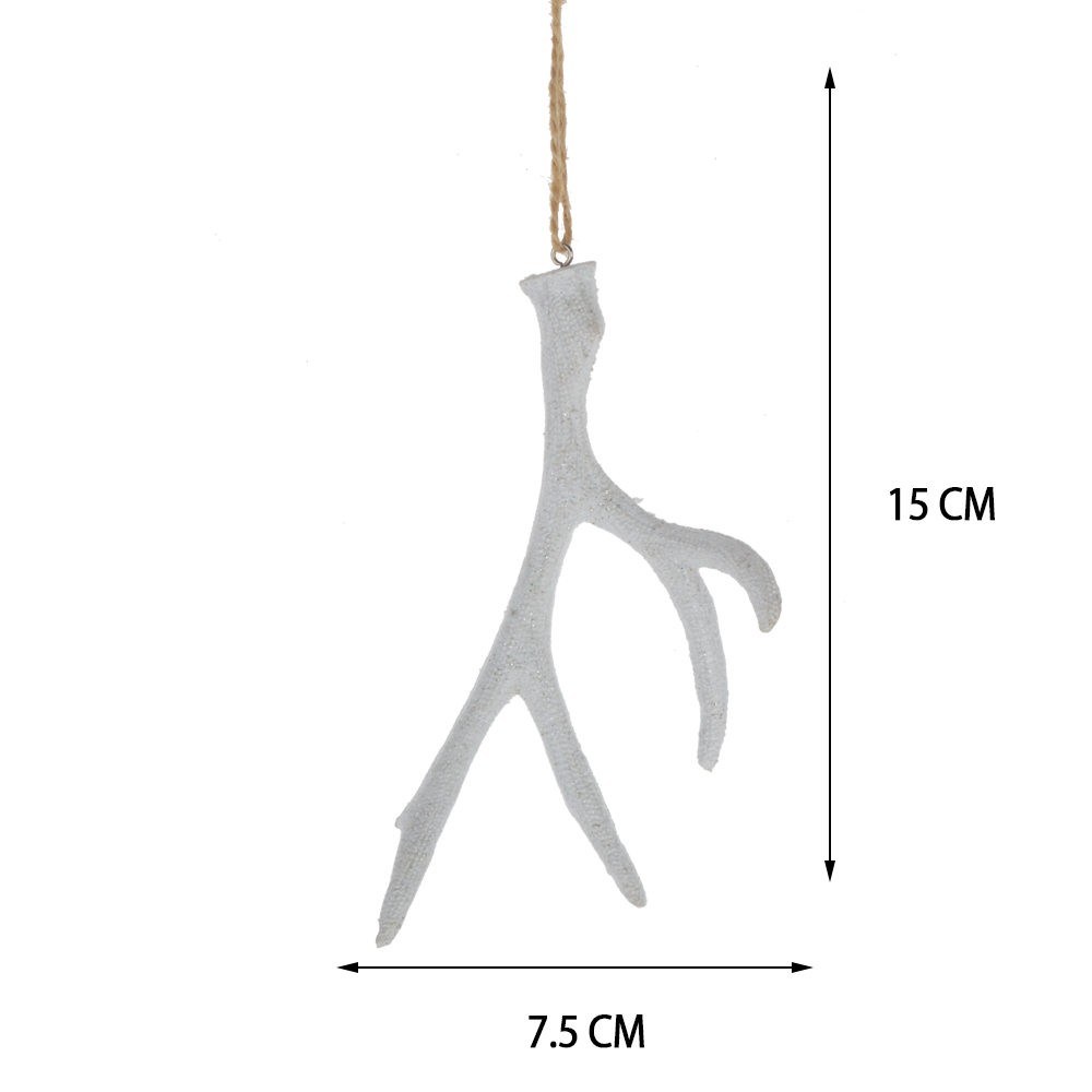 Factory supplies white resin decoration champagne deer antler pendant wall hanging Christmas tree ornament 2