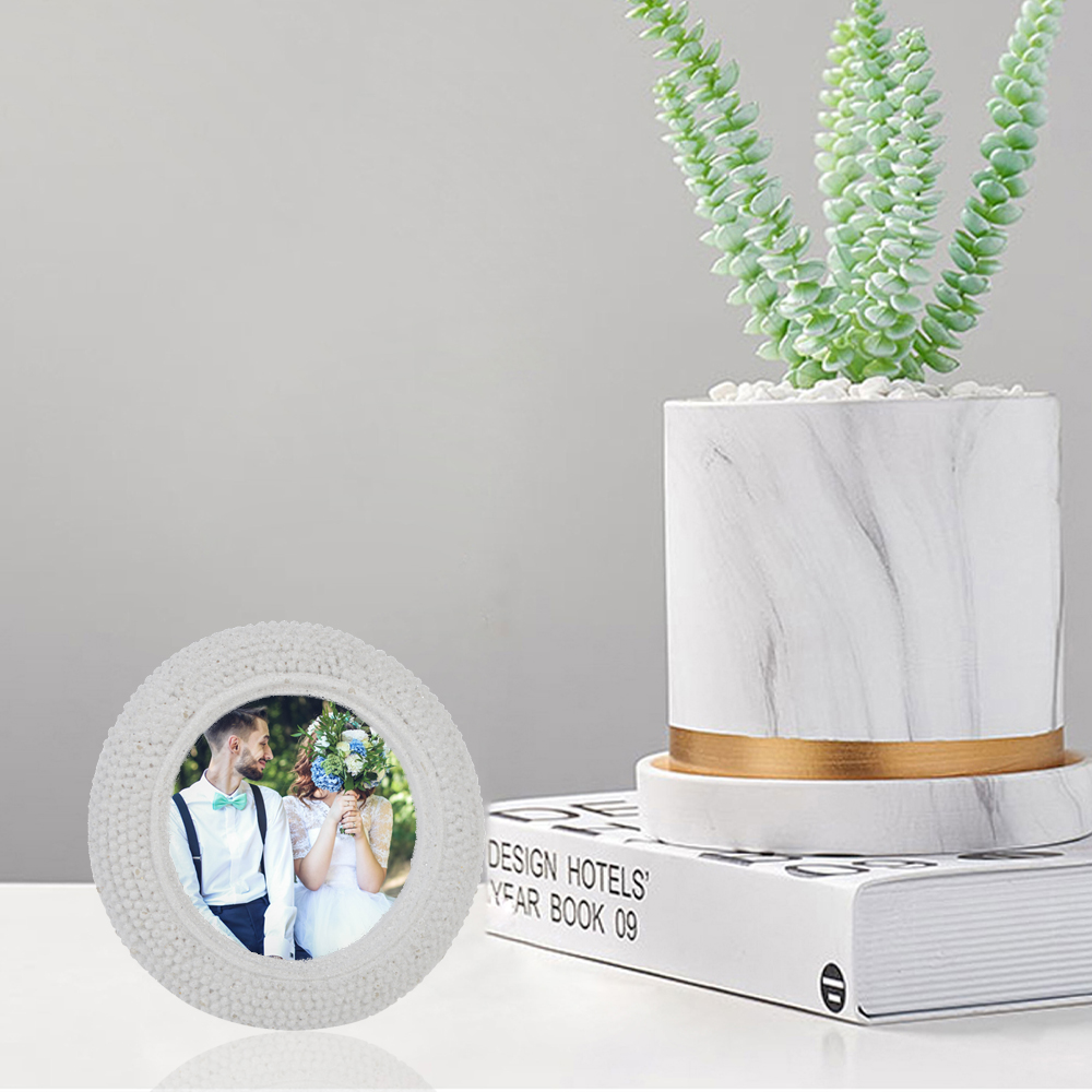Marco de fotos de resina blanca con decoración directa de fábrica, soporte para fotos, decoración navideña, decoración ovalada para bodas 4