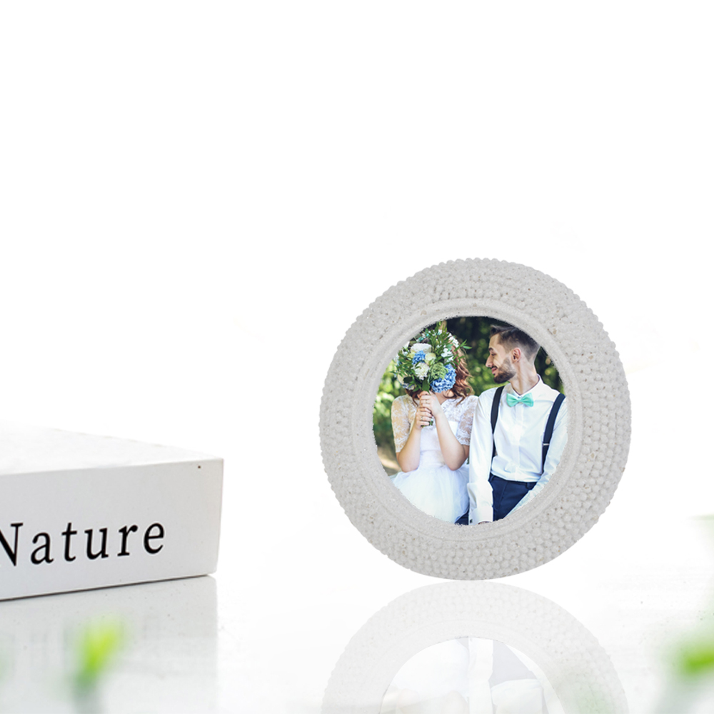 Marco de fotos de resina blanca con decoración directa de fábrica, soporte para fotos, decoración navideña, decoración ovalada para bodas 3