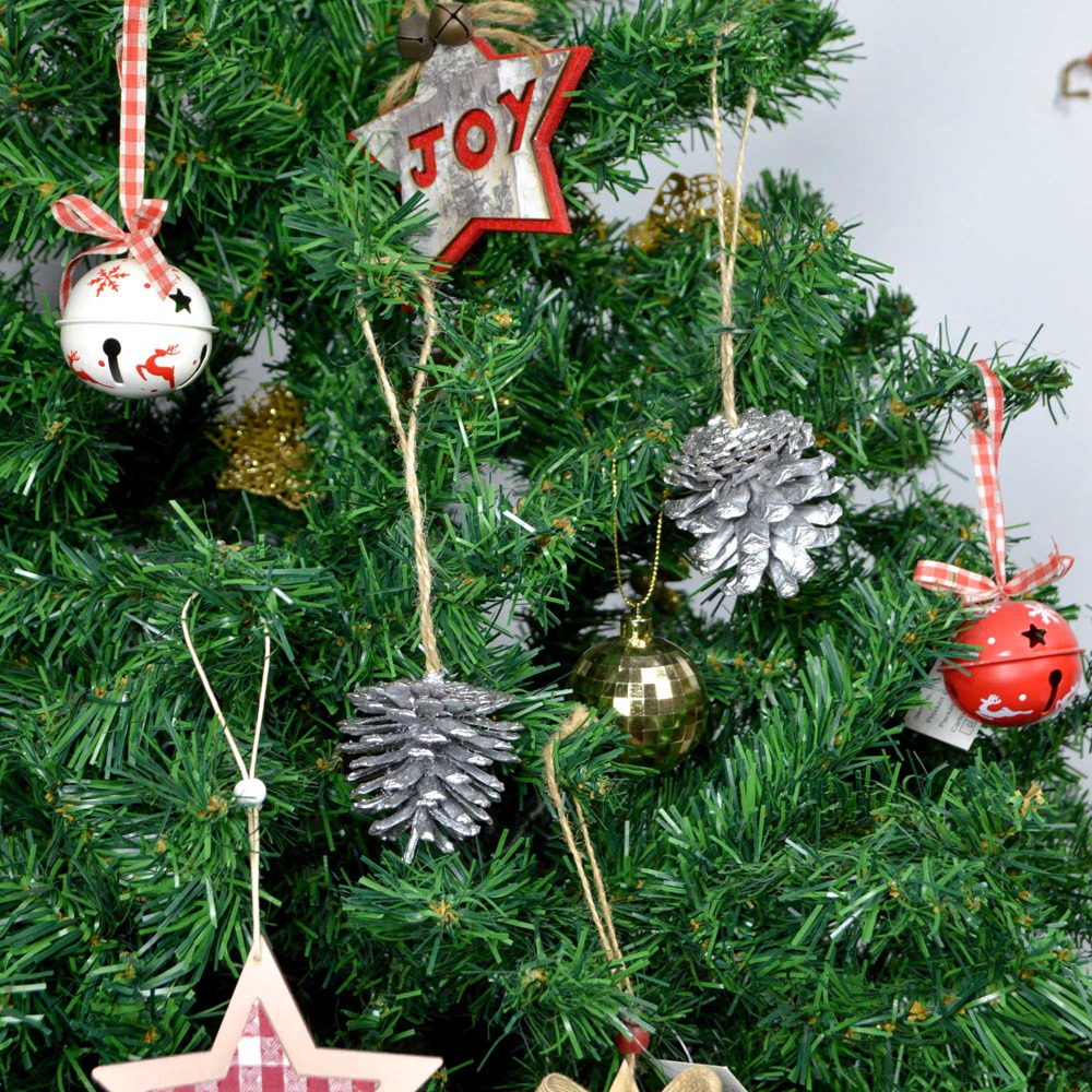 Weihnachtsbedarf Holzanhänger Tropfenornament Weihnachtsbaum hängend Home Party Dekor Tannenzapfen Dekoration sortiert 1