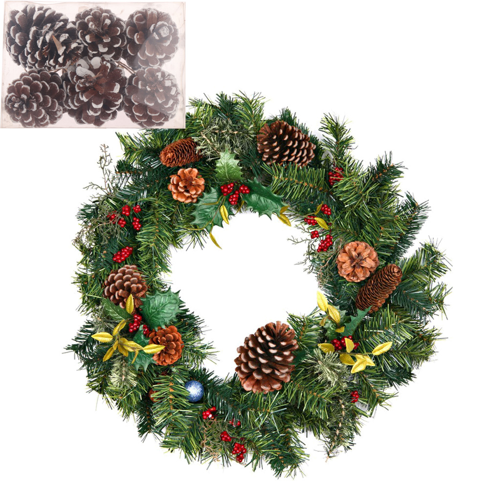 Colgador de piñas de madera, corona de árbol, decoración, artesanía de madera, accesorios de embalaje 3