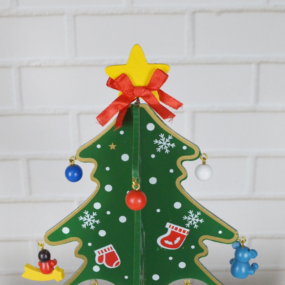 Suministros de fábrica, árbol de Navidad pequeño de madera, regalos de Navidad, decoración de mesa navideña, decoración DIY 3D 2