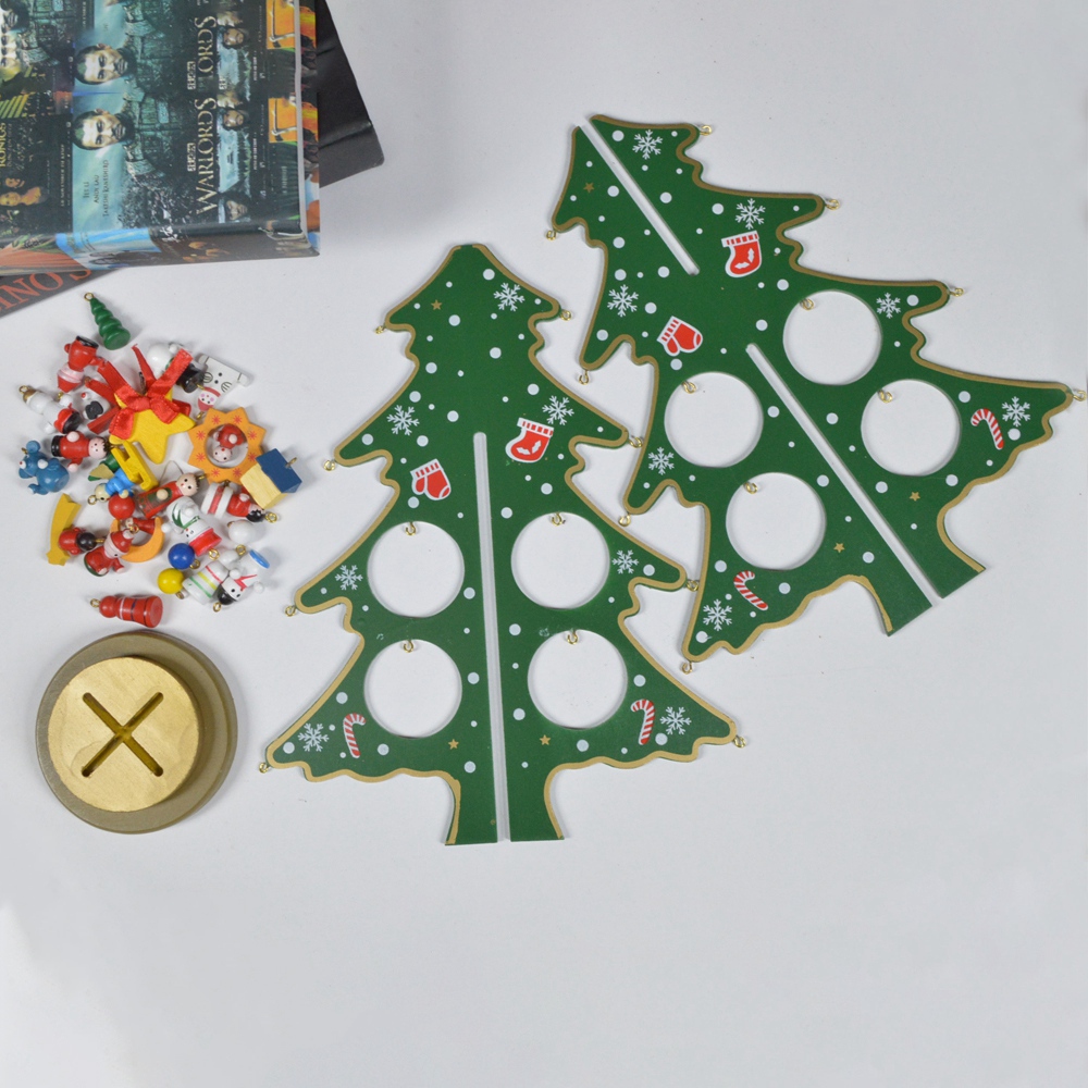 Suministros de fábrica, árbol de Navidad pequeño de madera, regalos de Navidad, decoración de mesa navideña, decoración DIY 3D 6